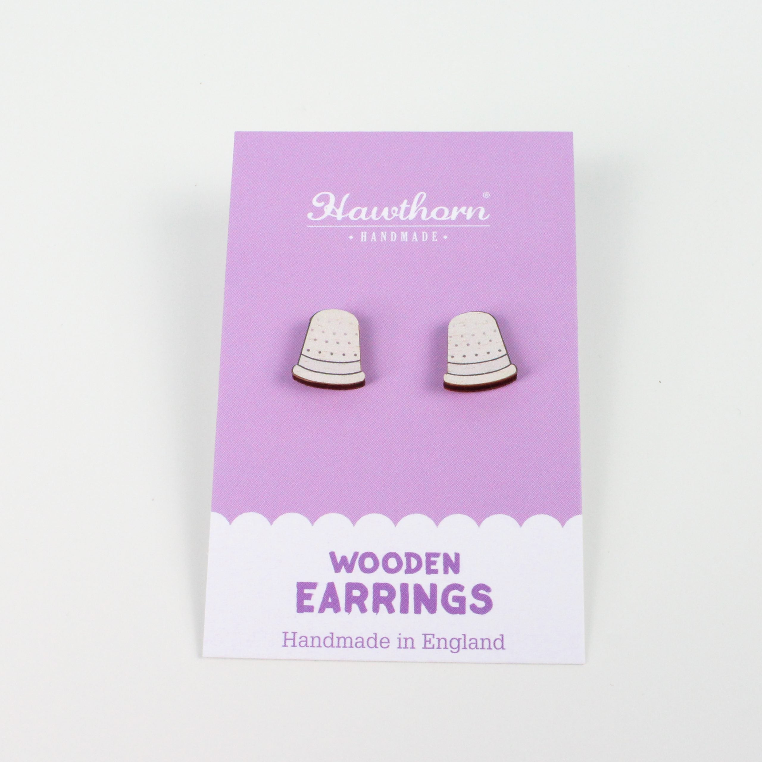 Charming Thimble Wooden Earrings: Perfect Gift for Crafters & Sewists