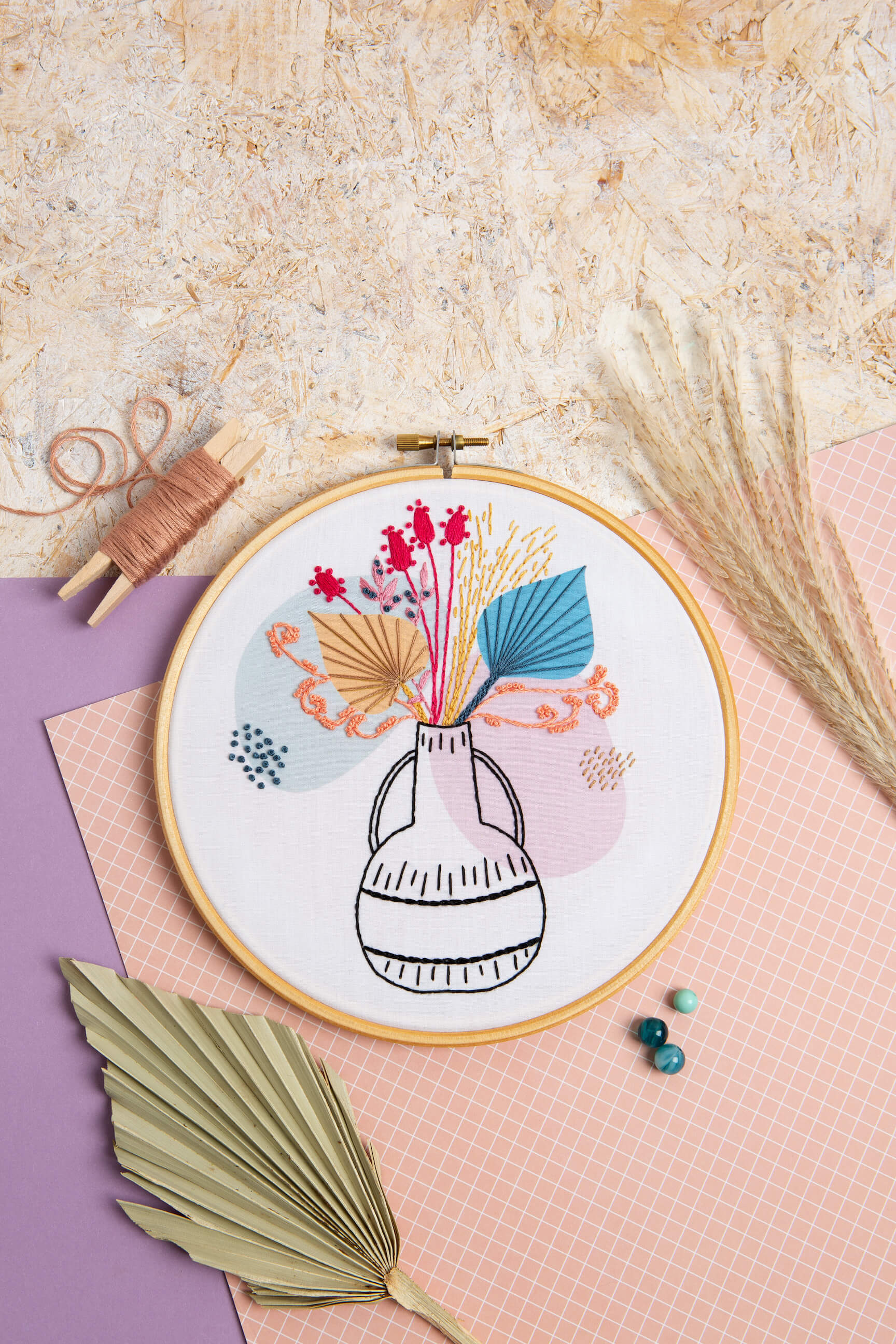 Bohemian Palms Embroidery Kit Hoop Art