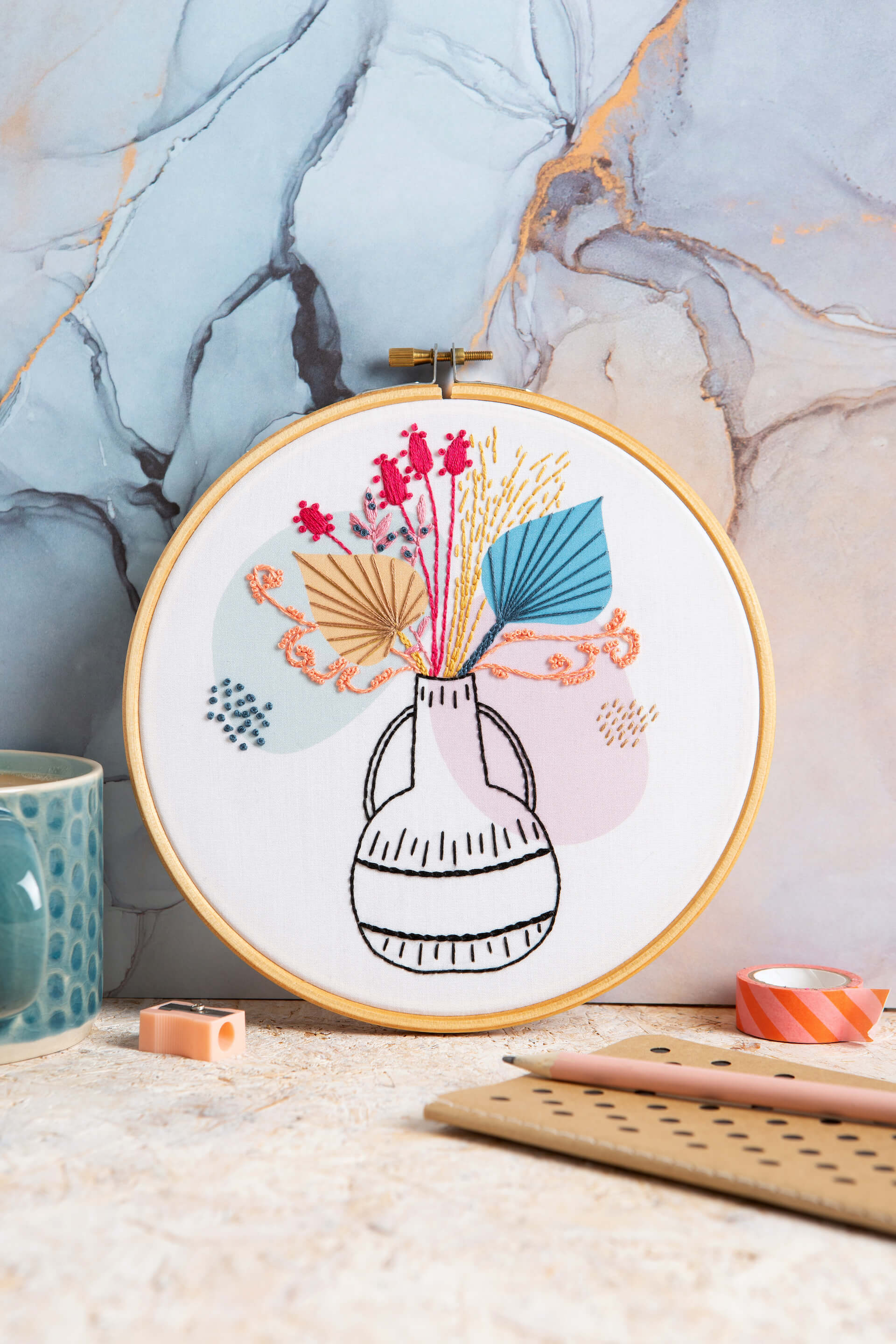 Bohemian Palms Embroidery Kit beginners hoop art