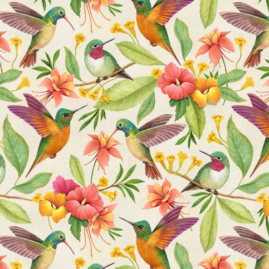 Hummingbird & Tropical Florals