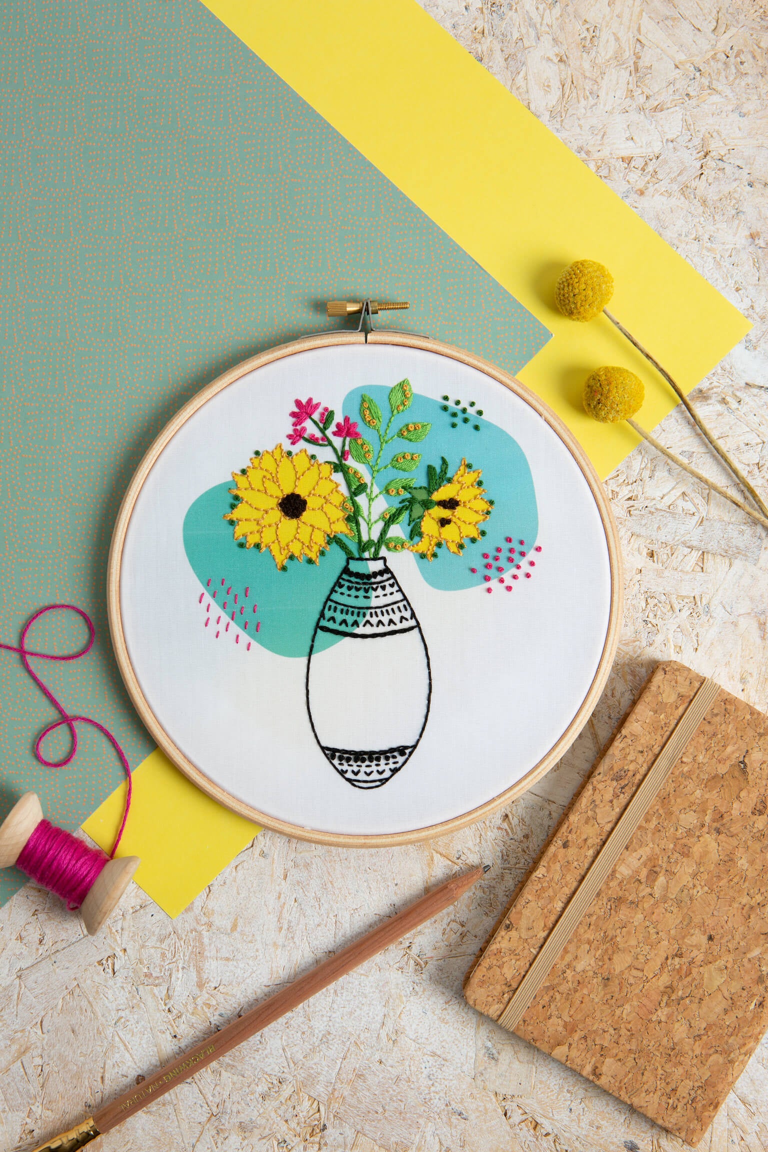 Sunshine Embroidery Kit beginners hoop art