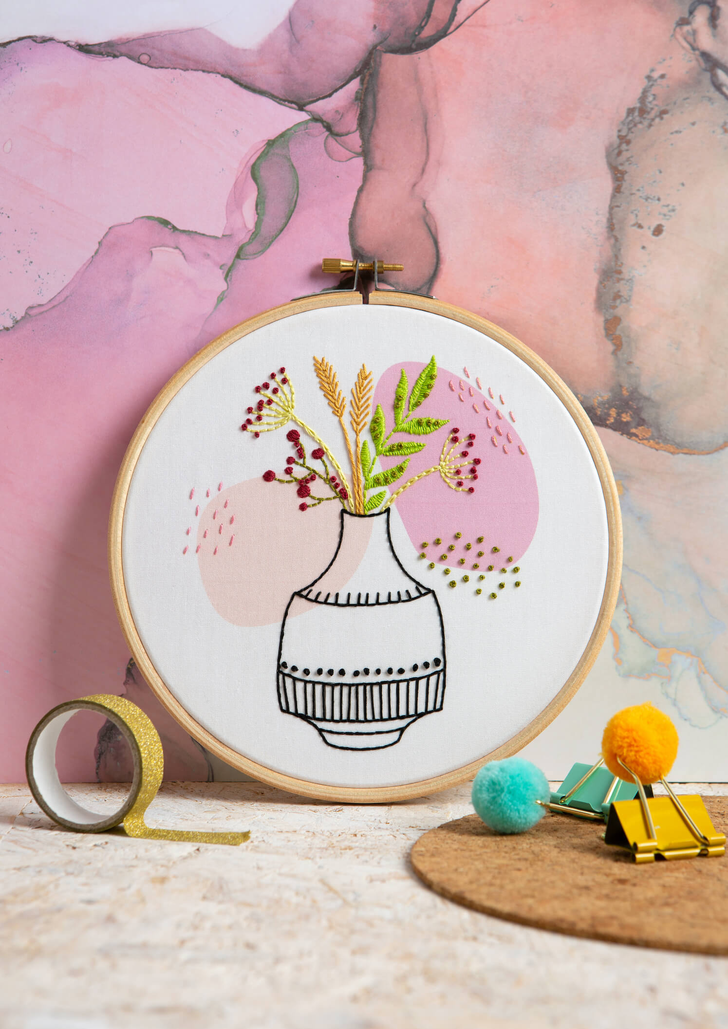 Wildflower Meadow Embroidery Kit beginners hoop art