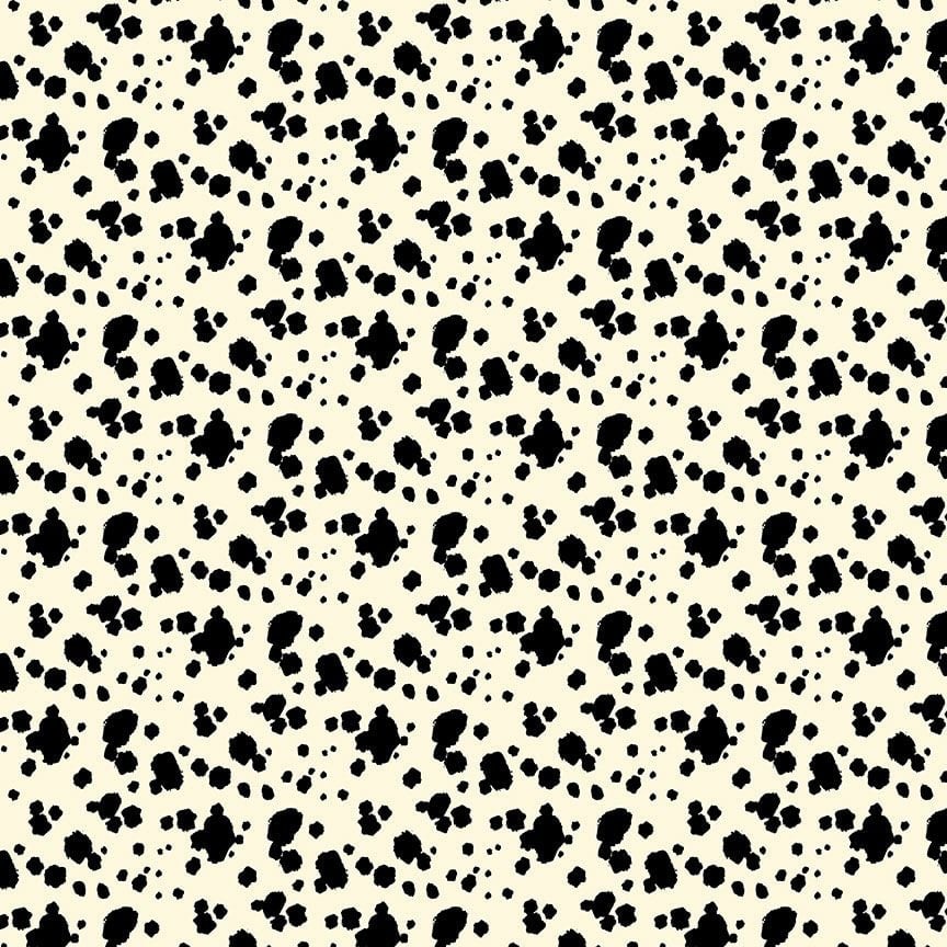 black and off-white dalmation print cotton fabric