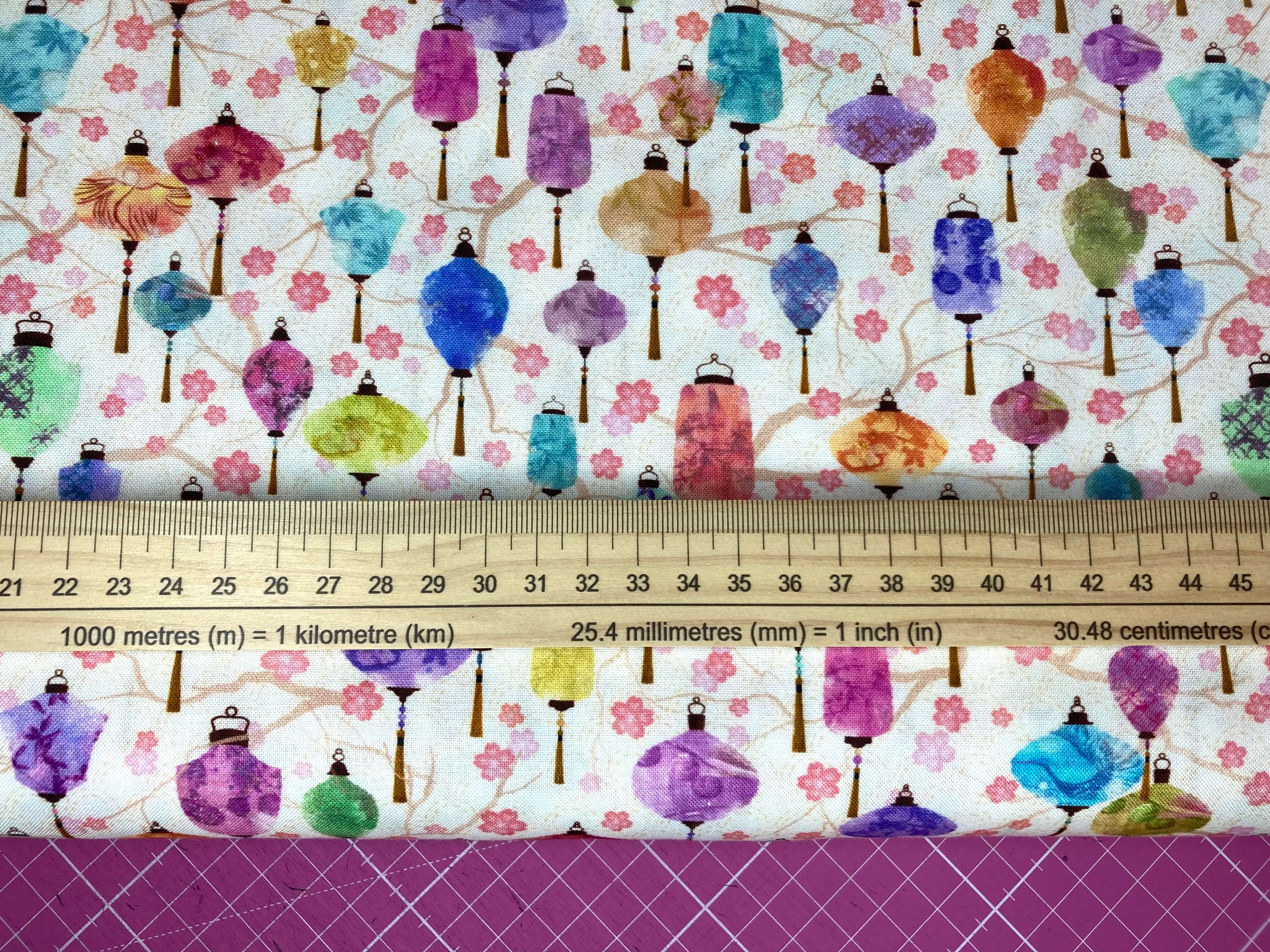 Colourful chinese lanterns cotton fabric