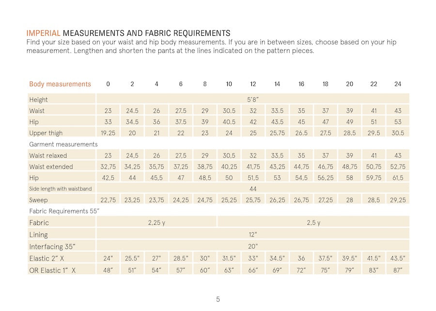 palazzo pants sewing pattern by wardrobe by me imperial size guide