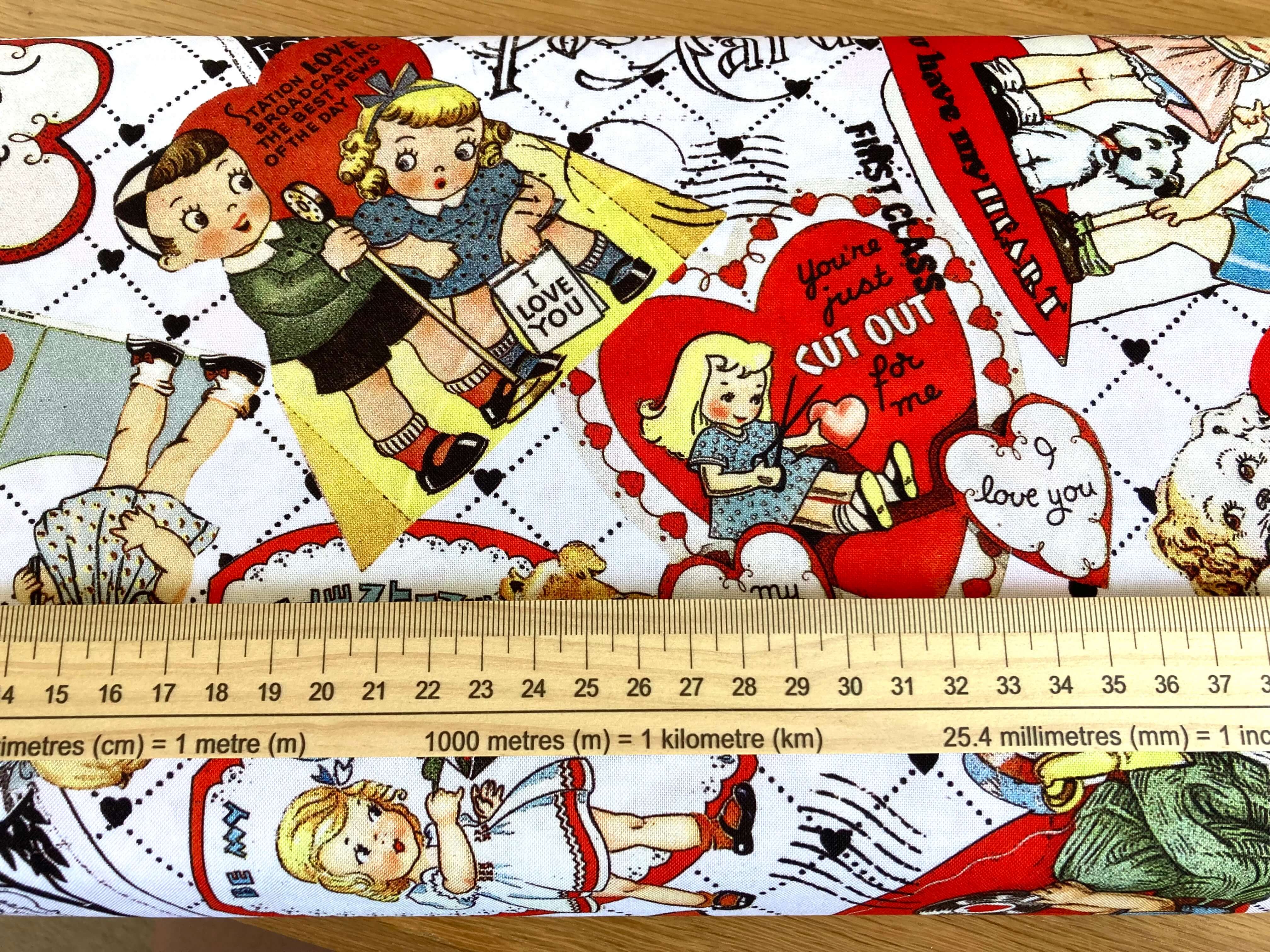 Riley Blake take heart valentine fabric red and white