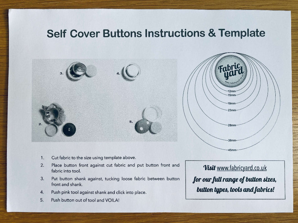 15mm self cover buttons instructions and template
