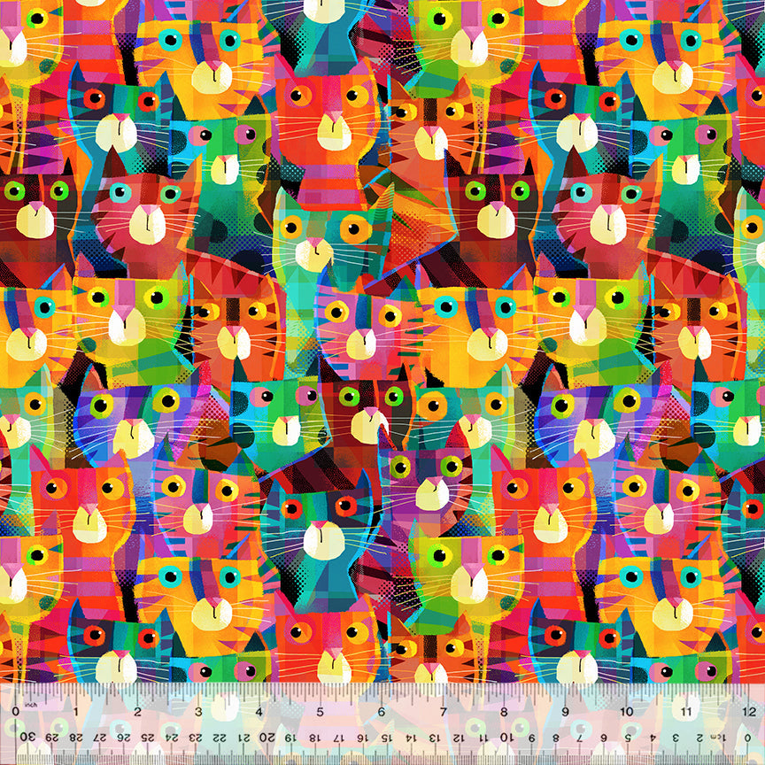 Colorful cat pattern fabric