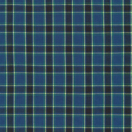 Classic Plaid Yellow on Blue Broadcloth, Sevenberry