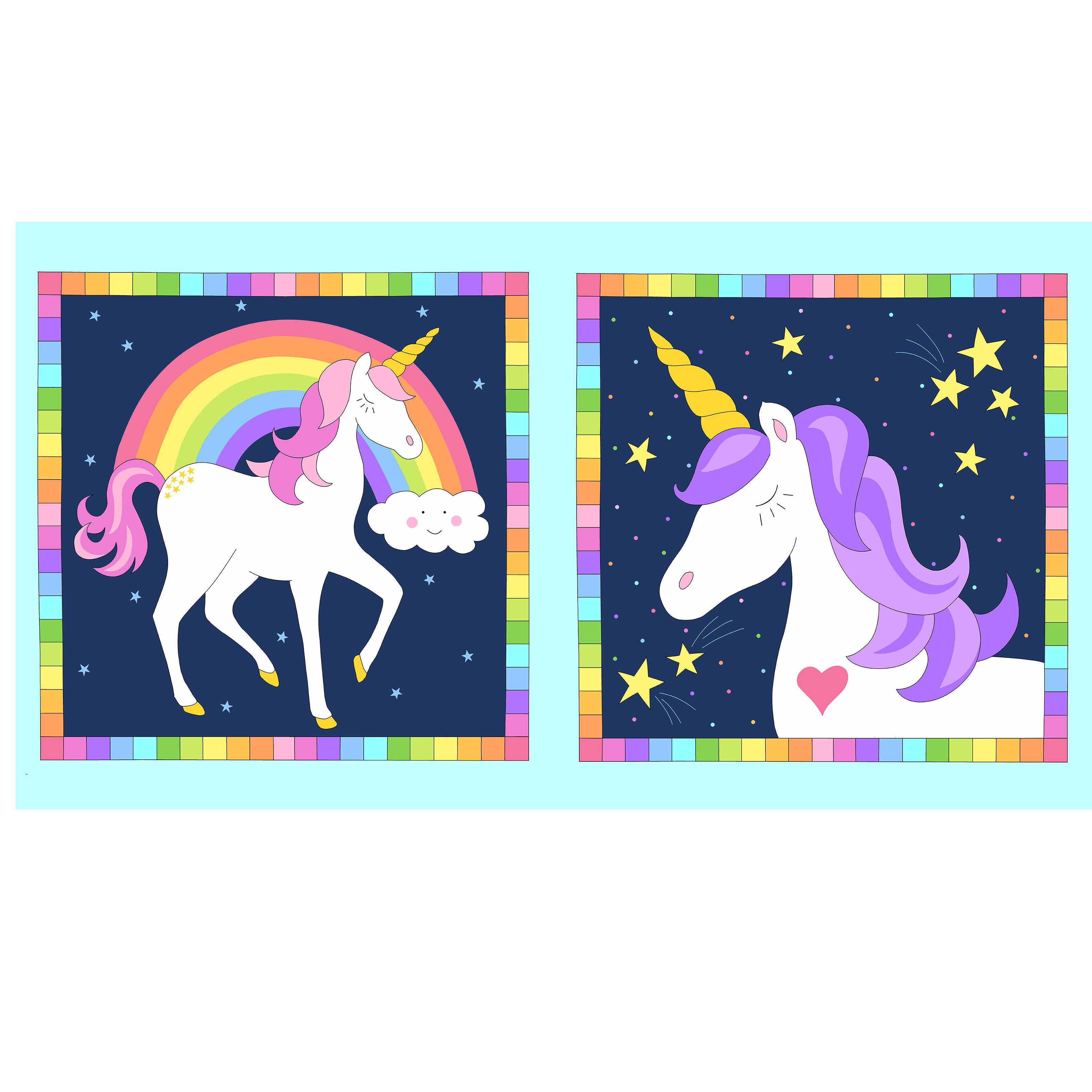 60cm Believe Unicorn Panel Navy, Makower