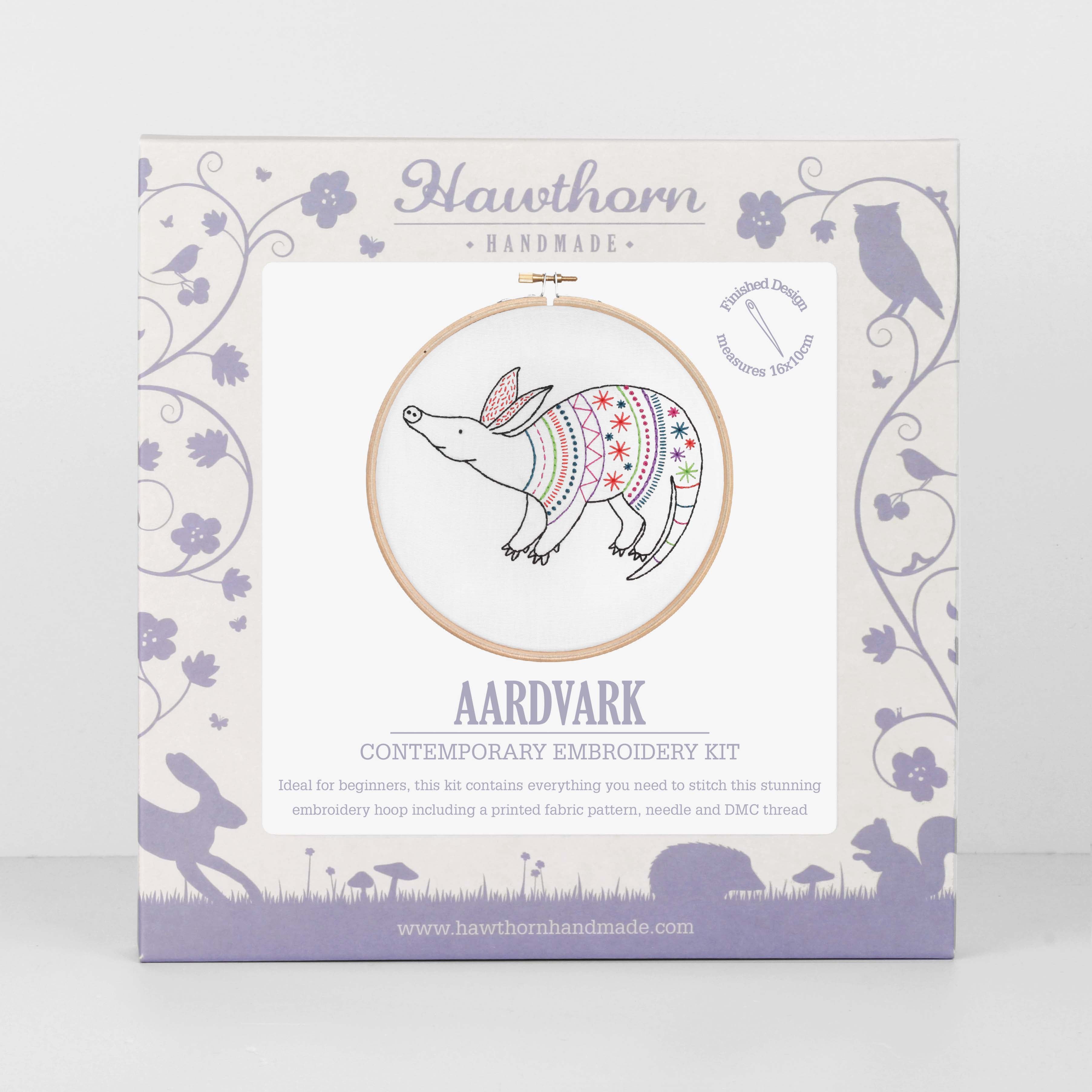Aardvark Embroidery Kit, Hawthorn Handmade