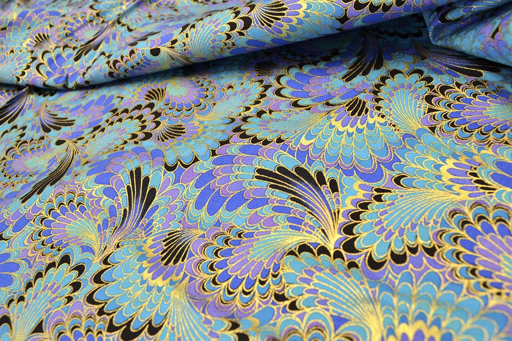 Abstract Endpaper Metallic Peacock, Timeless Treasures
