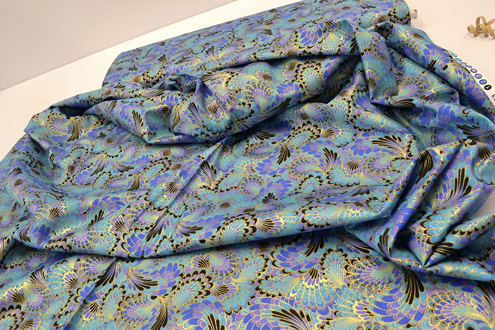 Abstract Endpaper Metallic Peacock, Timeless Treasures