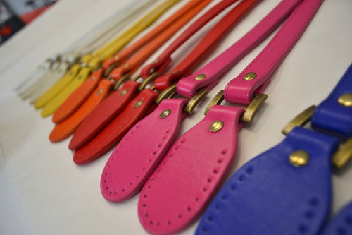 Hinged Faux Leather Bag Handle PAIR Multiple Colours