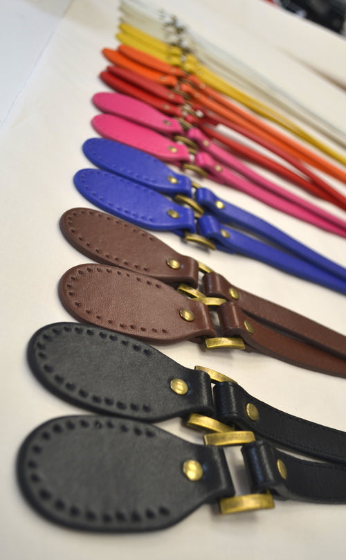 Hinged Faux Leather Bag Handle PAIR Multiple Colours