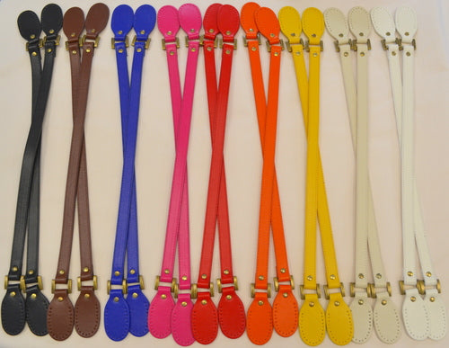 Hinged Faux Leather Bag Handle PAIR Multiple Colours