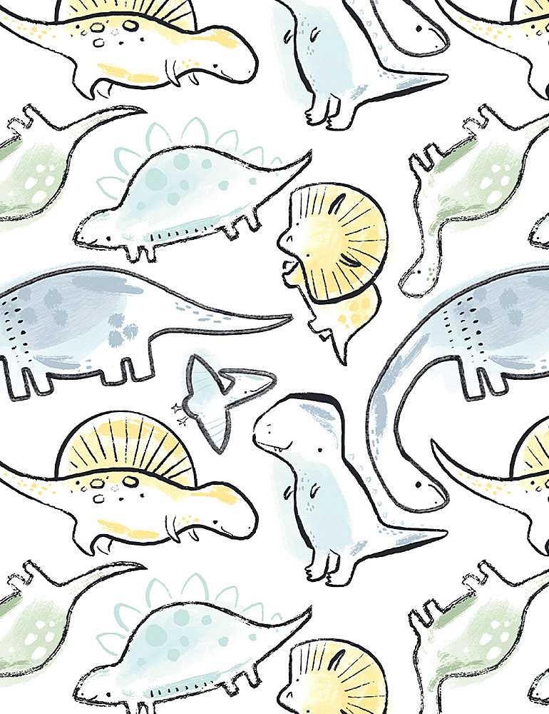 Cute Dinosaur Faces White, Timeless Treasures