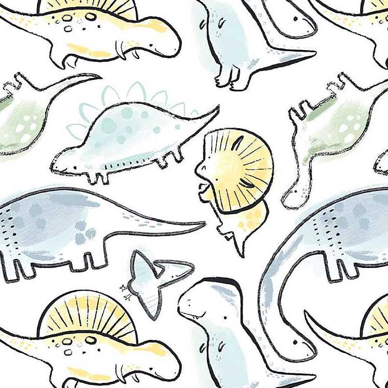 Cute Dinosaur Faces White, Timeless Treasures