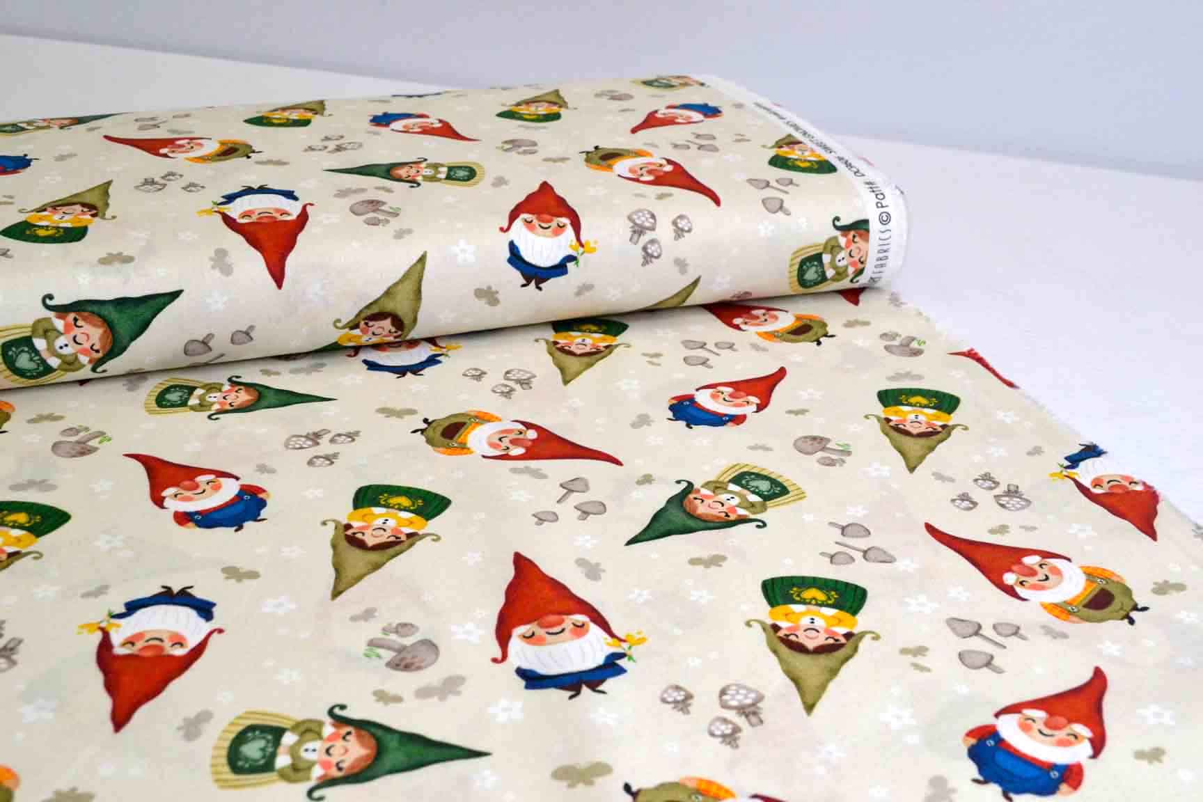Sweet Gnomes Ecru, Michael Miller