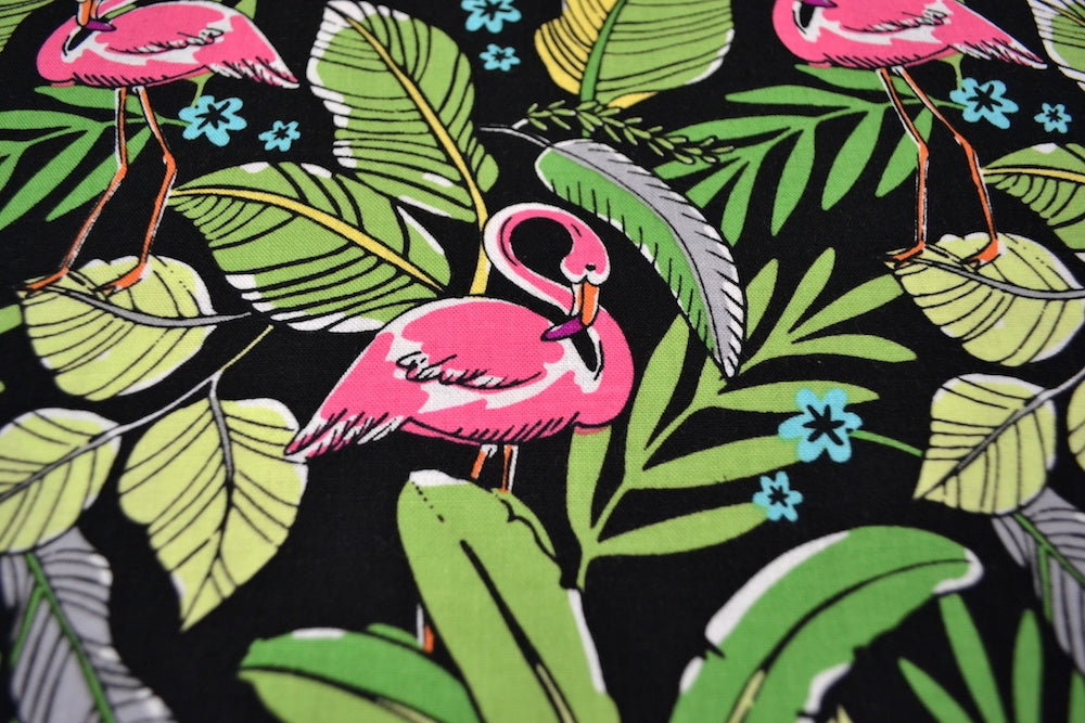 Flamingos in Paradise Black, Michael Miller