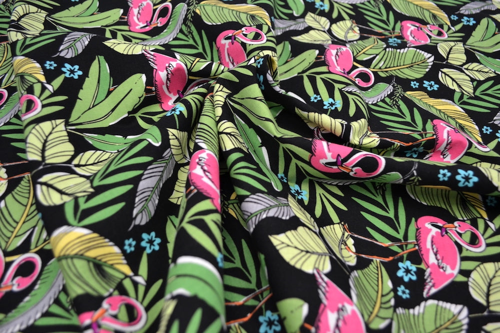 Flamingos in Paradise Black, Michael Miller