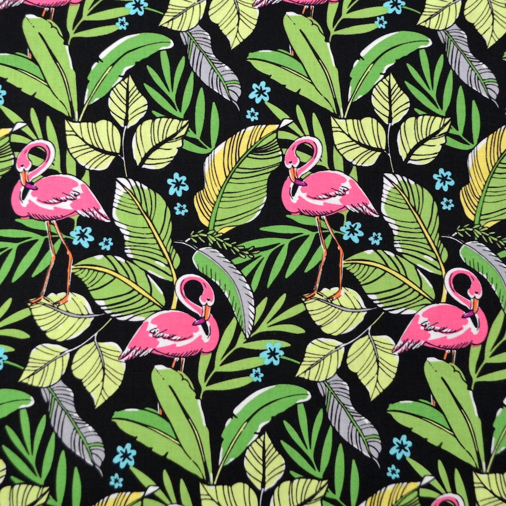Flamingos in Paradise Black, Michael Miller