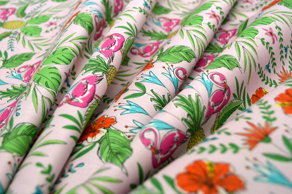 Flock to the Oasis Flamingo Pink, Michael Miller