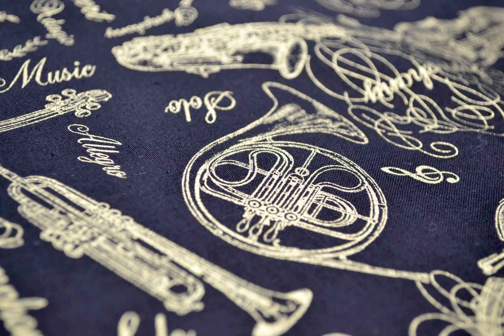 Metallic Musical Instruments Black, Timeless Treasures