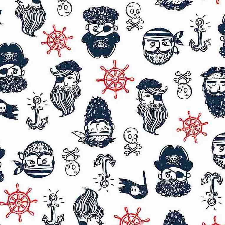Pirate Faces White, Timeless Treasures