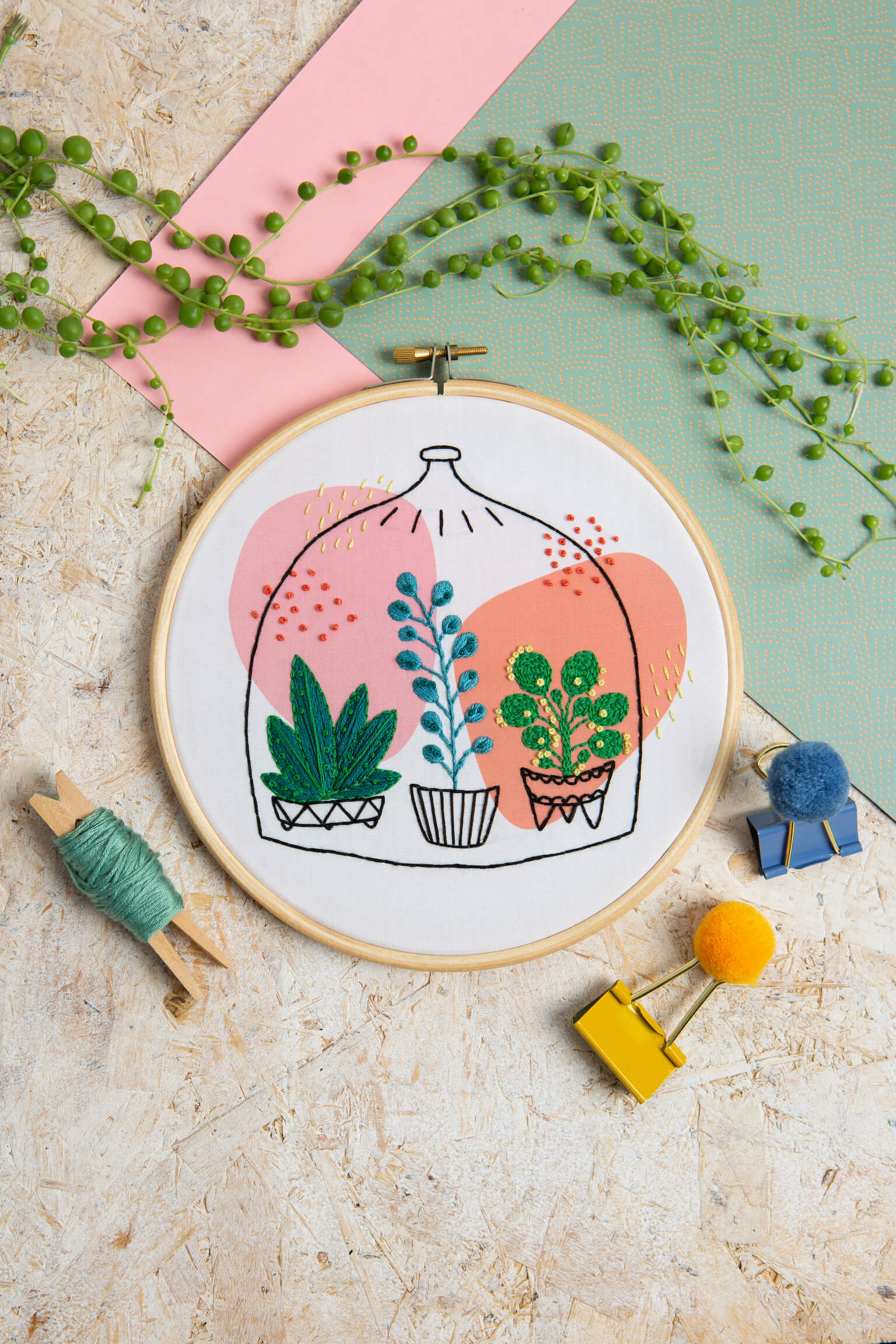 Glass Garden Embroidery Kit Hoop Art