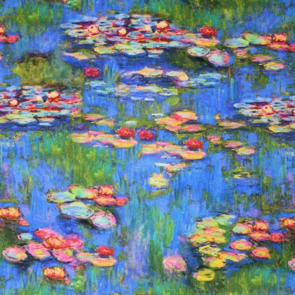 Monet Water Lily Cotton Fabric – Iconic Art Print for Quilting & Dressmaking