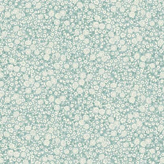blue and ivory small floral cotton fabric