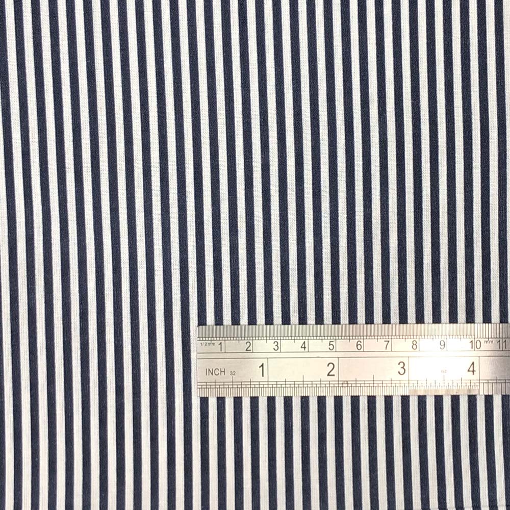 navy blue and white candy striped cotton