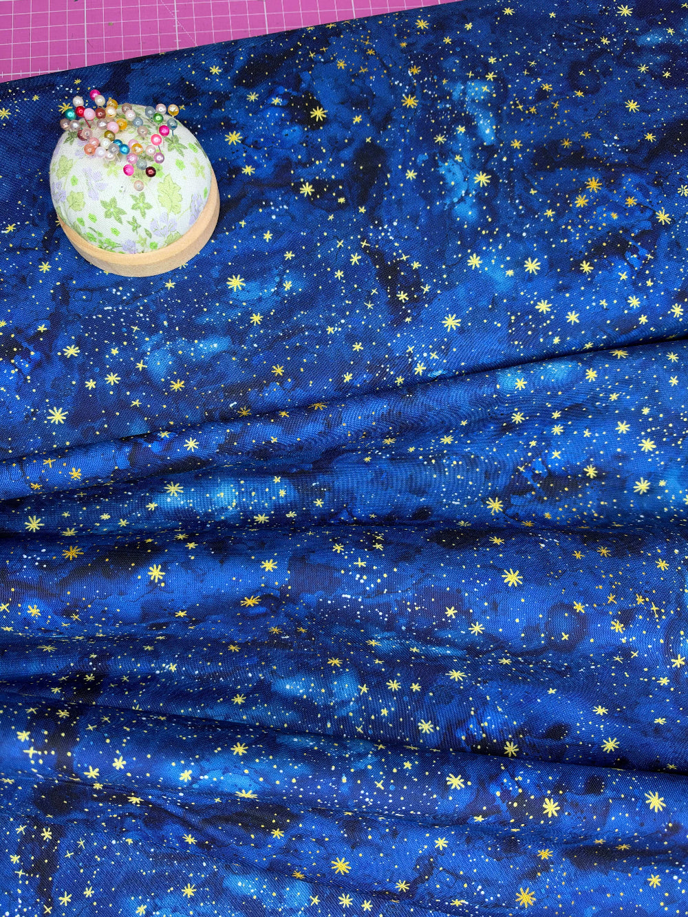 navy blue and gold stars fabric