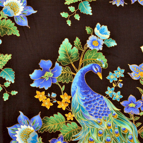 Beautiful Peacock Black, Timeless Treasures