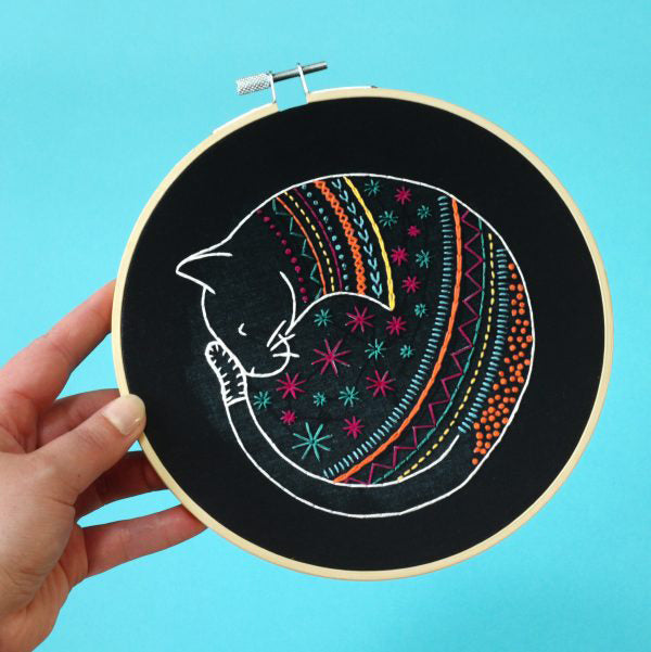 Black Cat Embroidery Kit, Hawthorn Handmade