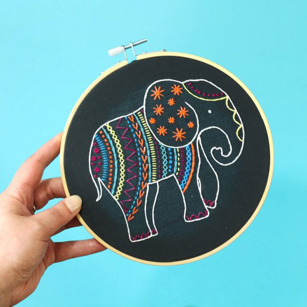Black Elephant Embroidery Kit, Hawthorn Handmade
