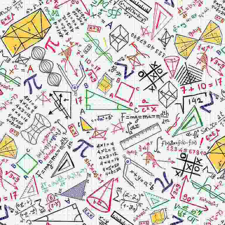 Red Math Doodle Math Doodle on Grid, Timeless Treasures