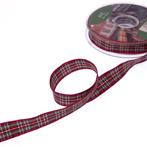Red Tartan Ribbon 15mm