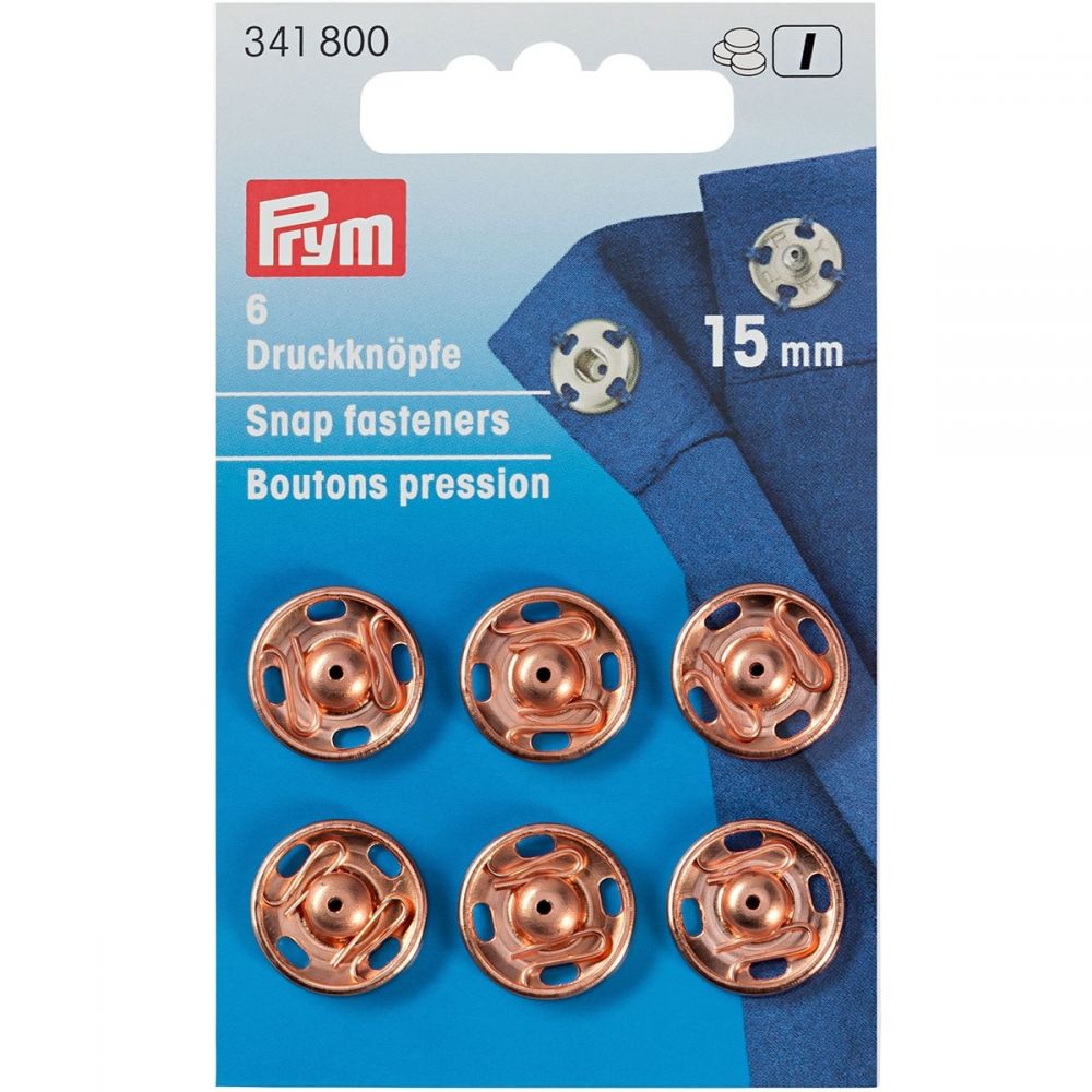 Sew-On Snap Fasteners 15mm Rose Gold, Prym
