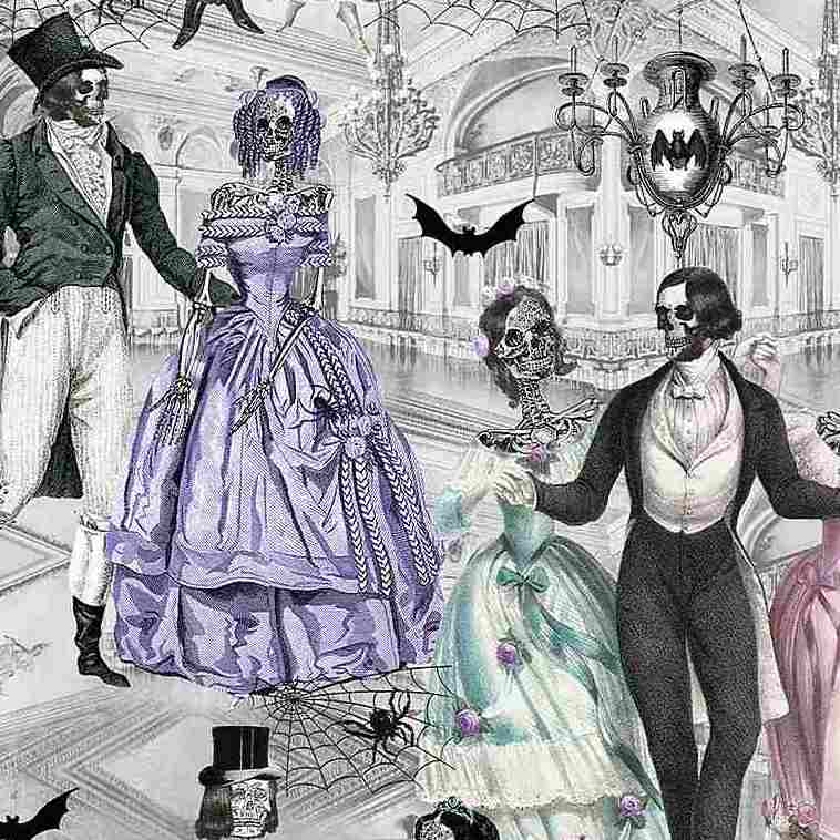 Victorian Skeletons Dancing, Timeless Treasures